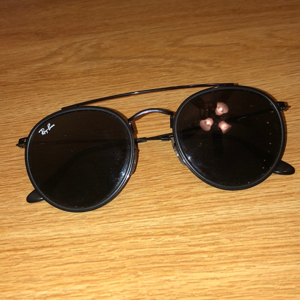 Ray Ban round double bridge all black